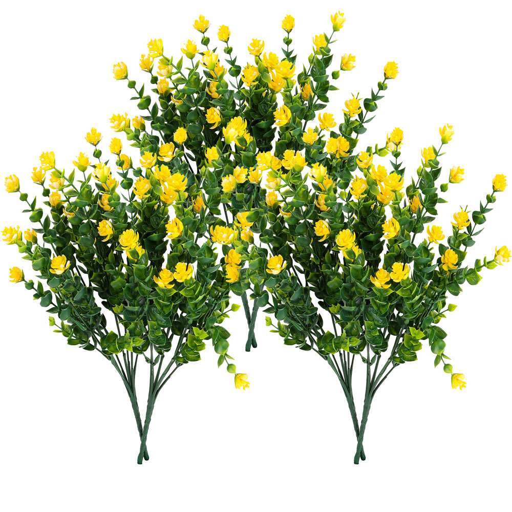 Artificial Flowers Fake Outdoor UV Resistant Boxwood Plants Shrubs Decor 6 Pack