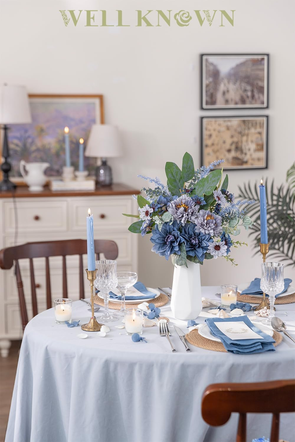 Blue Silk Flower Bouquet for Vase – Perfect for Home Decor & Gifts