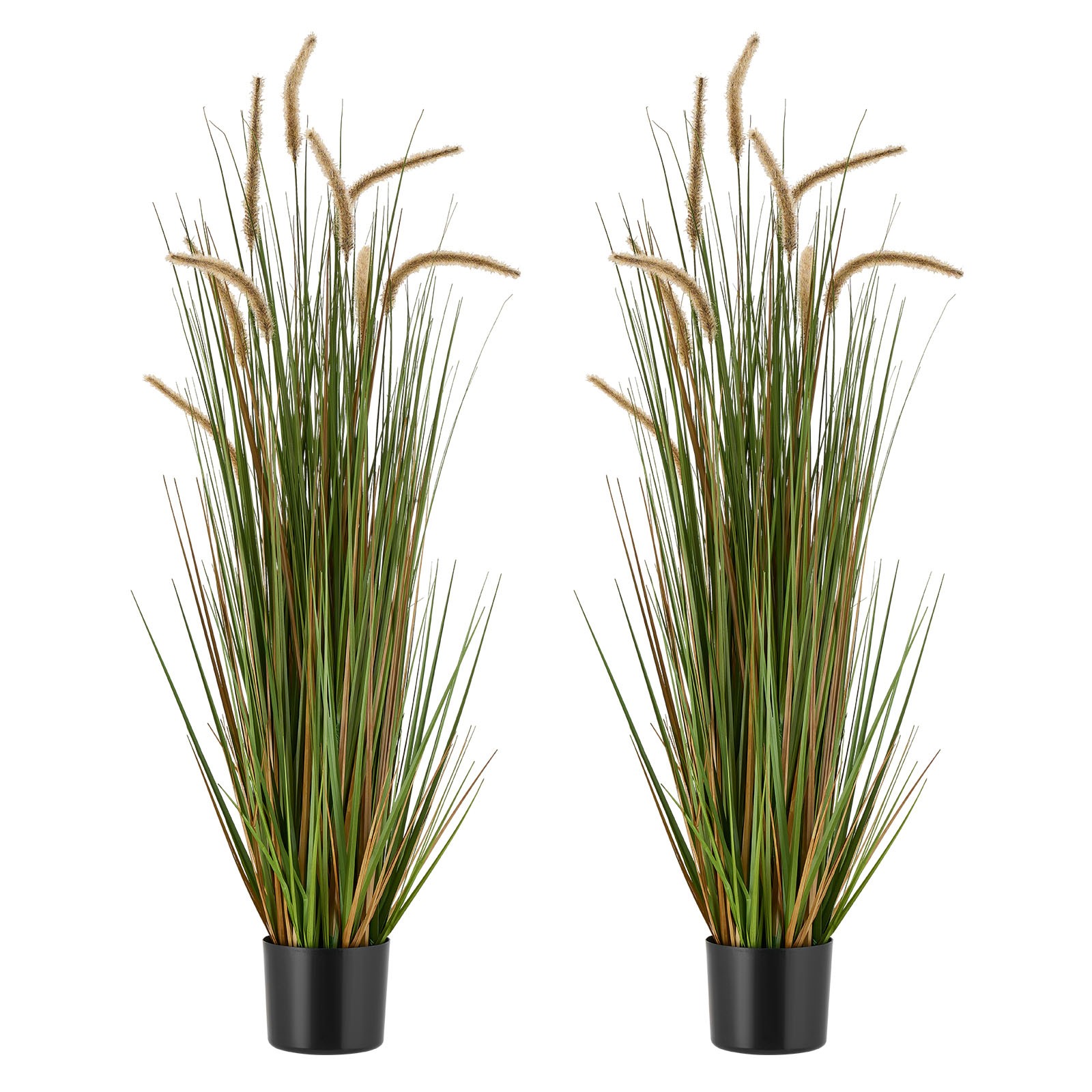 Uimoso Artificial Horsetail Reed Grass in Pot, 47-Inch, Set of 2, Green