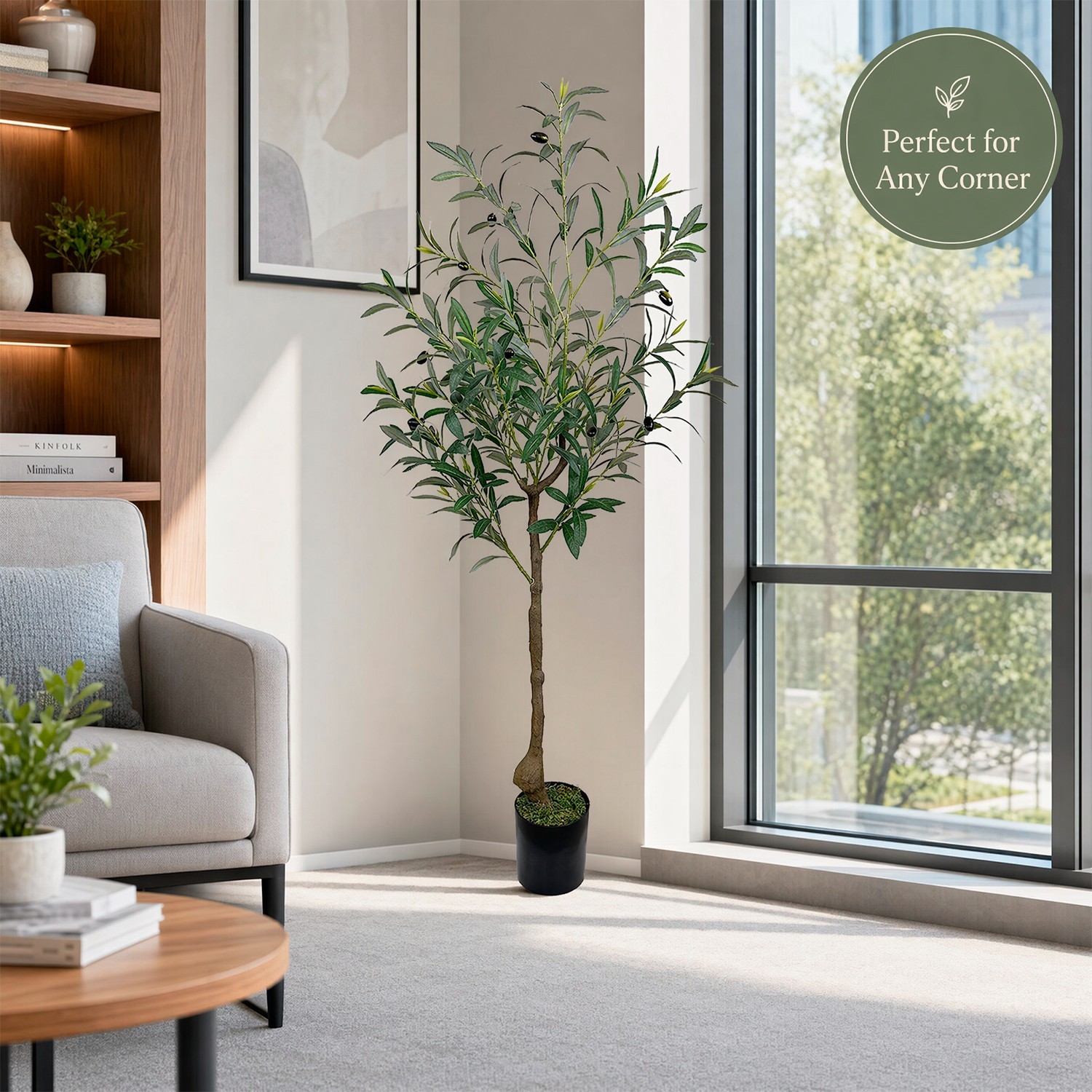 120cm Detachable Artificial OliveTree Potted Faux Greenery for Indoor Home Decor