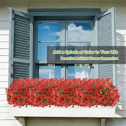 Artificial Flowers Fake Plants for Outdoors Artificial Flowers(13 Pcs) Red