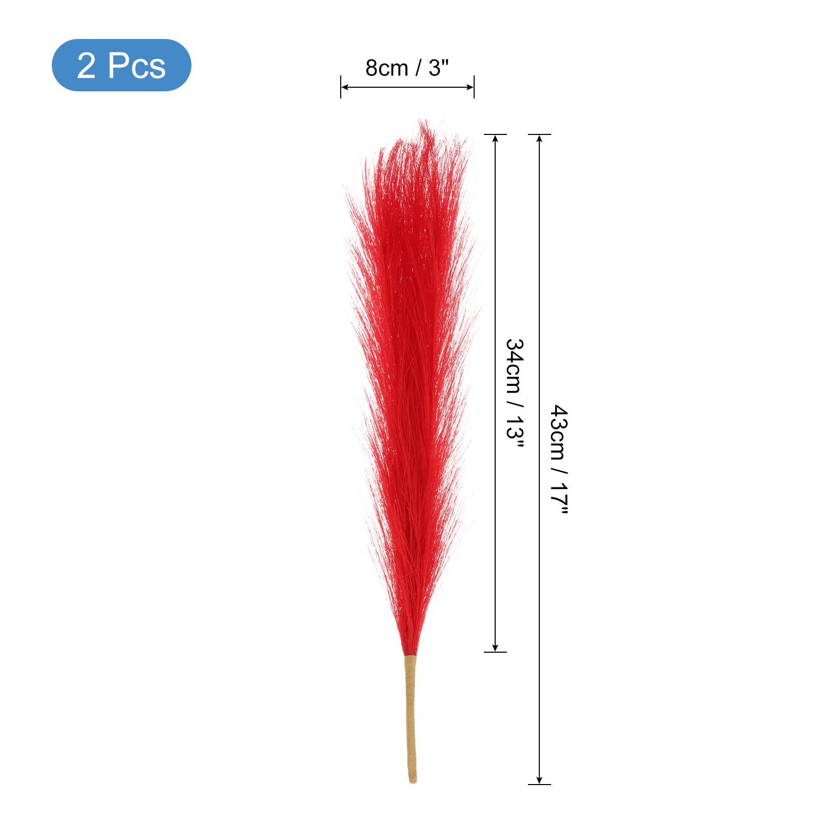 2pcs Faux Pampas Grass 17 Inch 10 Stem Artificial Grass for Decor Red
