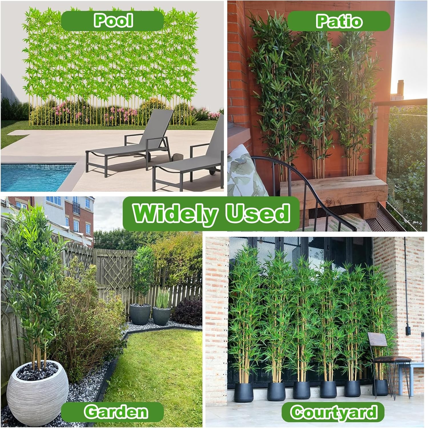 4/5/6/7 Ft Faux Bamboo Plant Outdoor 10 Pack, Fake Bamboo with Encrypted Leaves