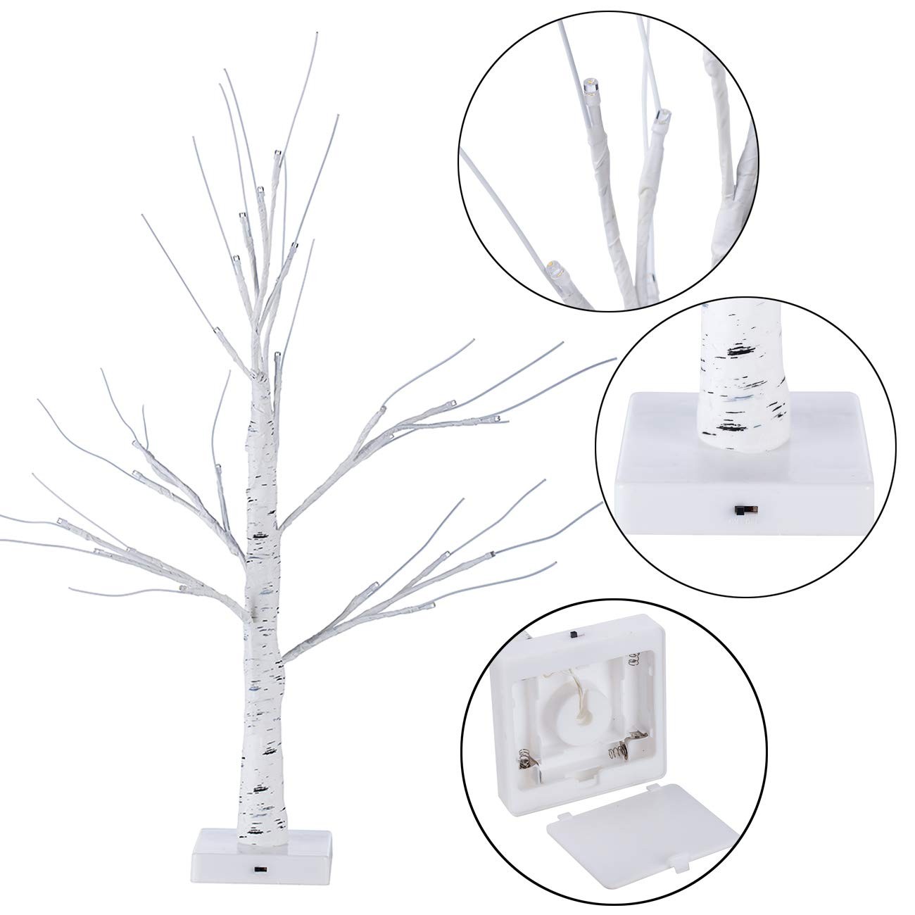 2PCS 2Ft 24 LED Birch Tree Light Bonsai Tree Light Warm White for Home Weddin…