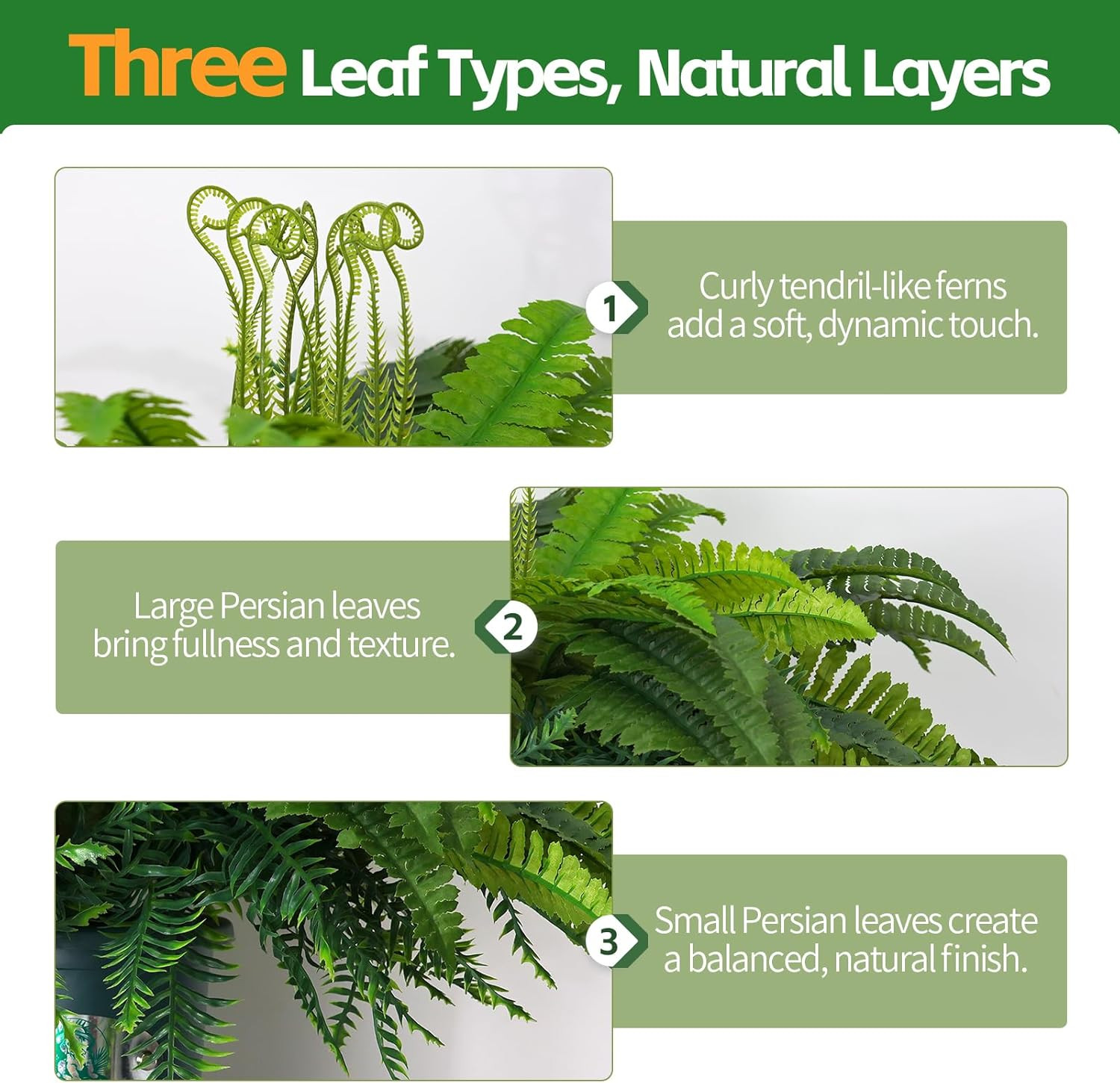 Lifelike Artificial Boston Fern Bush for Home and Office Decor (2-Pack)