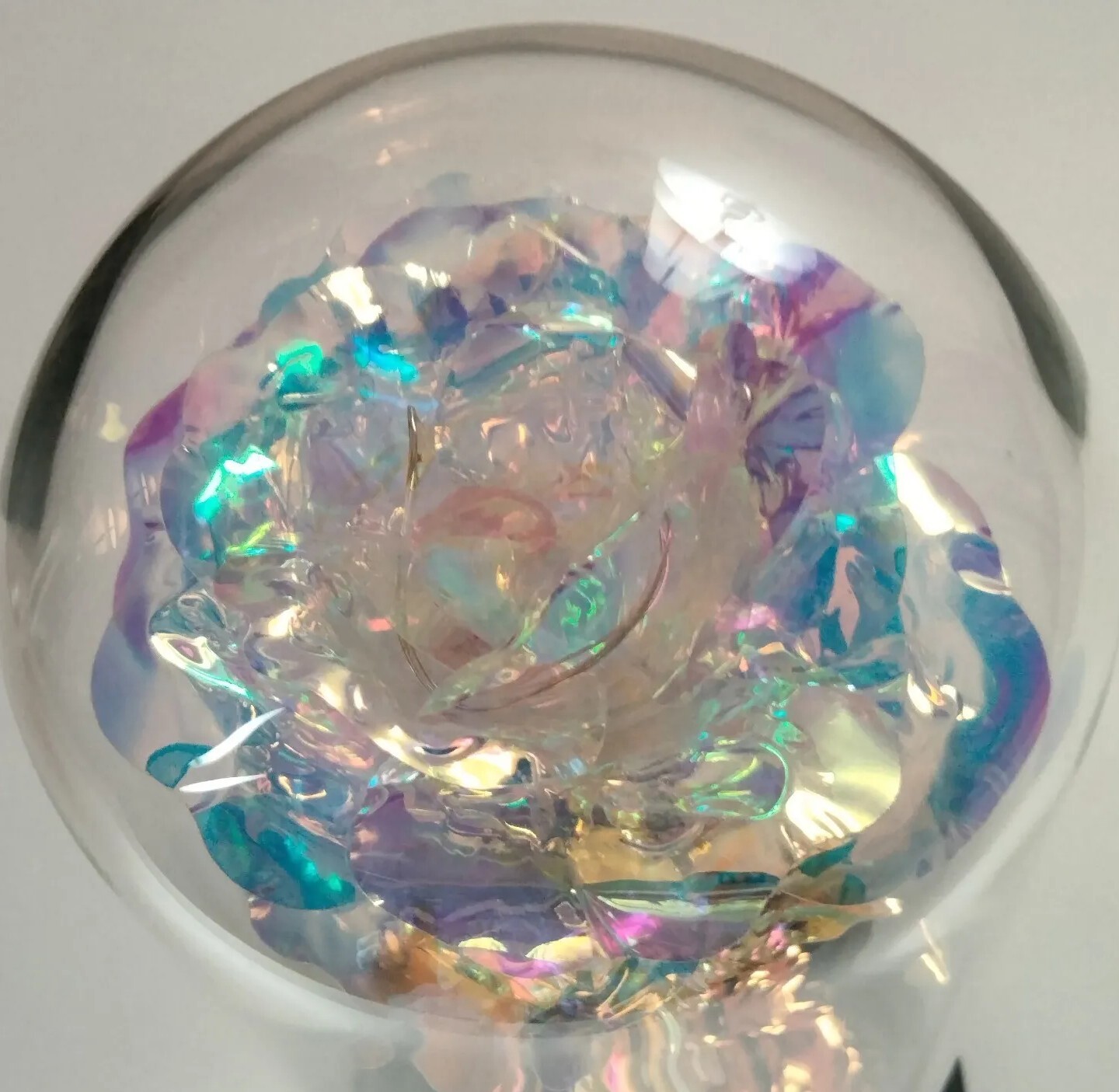 Galaxy Loves Enchanted Rose In Glass With LED Lights 9″Tall 4″Base Great Gift
