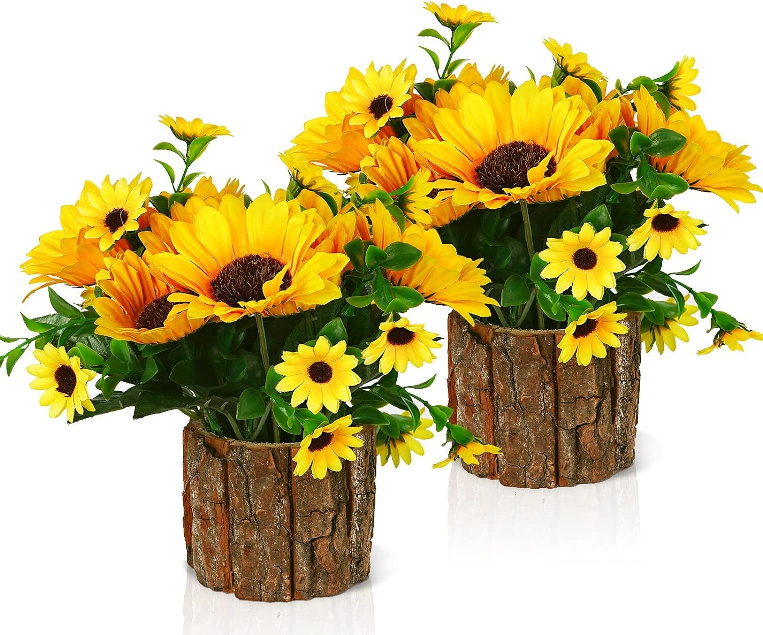 Artificial Flowers Fake Silk Sunflower Flower in Planters Flower Vase Yellow