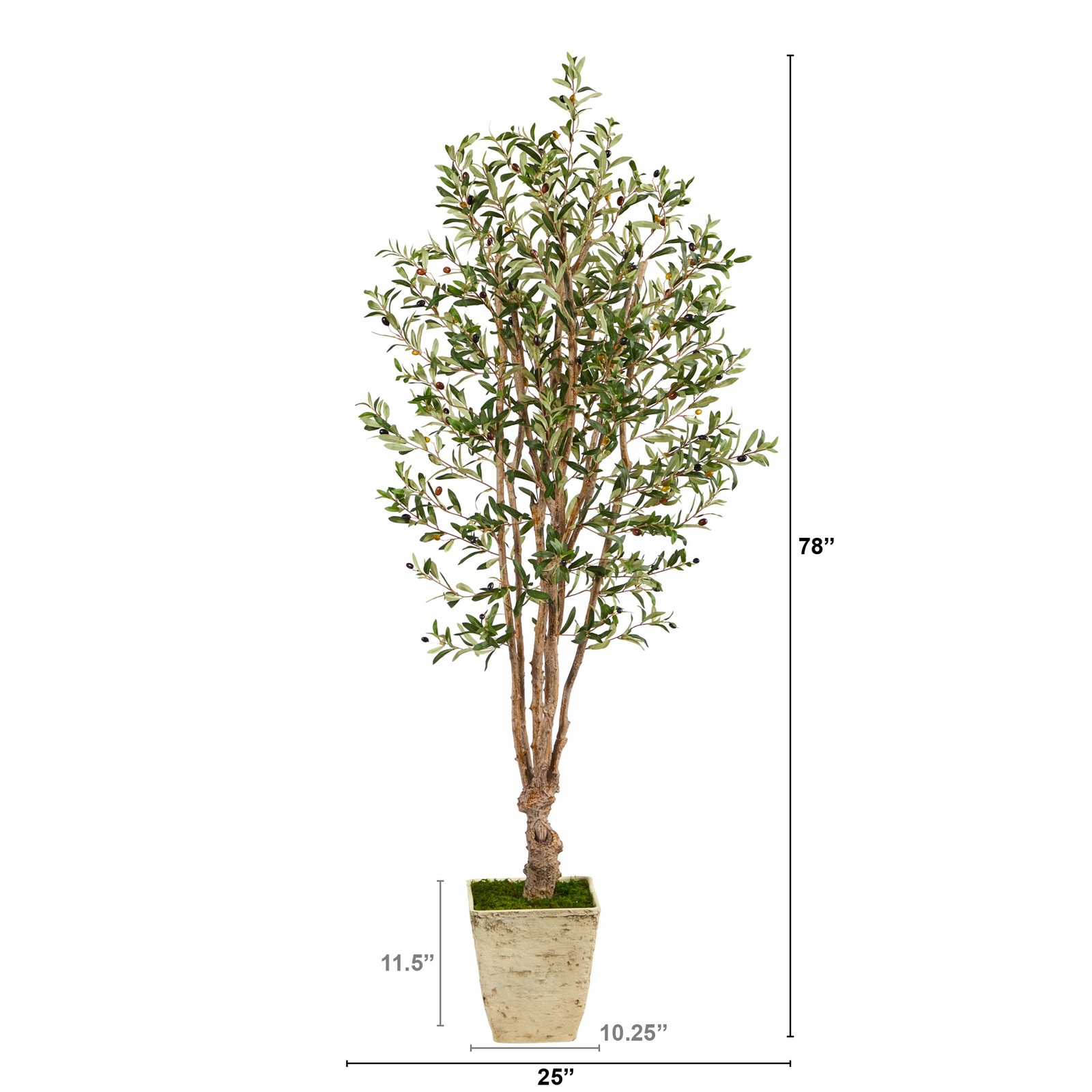 6.5ft Olive Faux Tree in Country White Planter Home Decor Office Decor