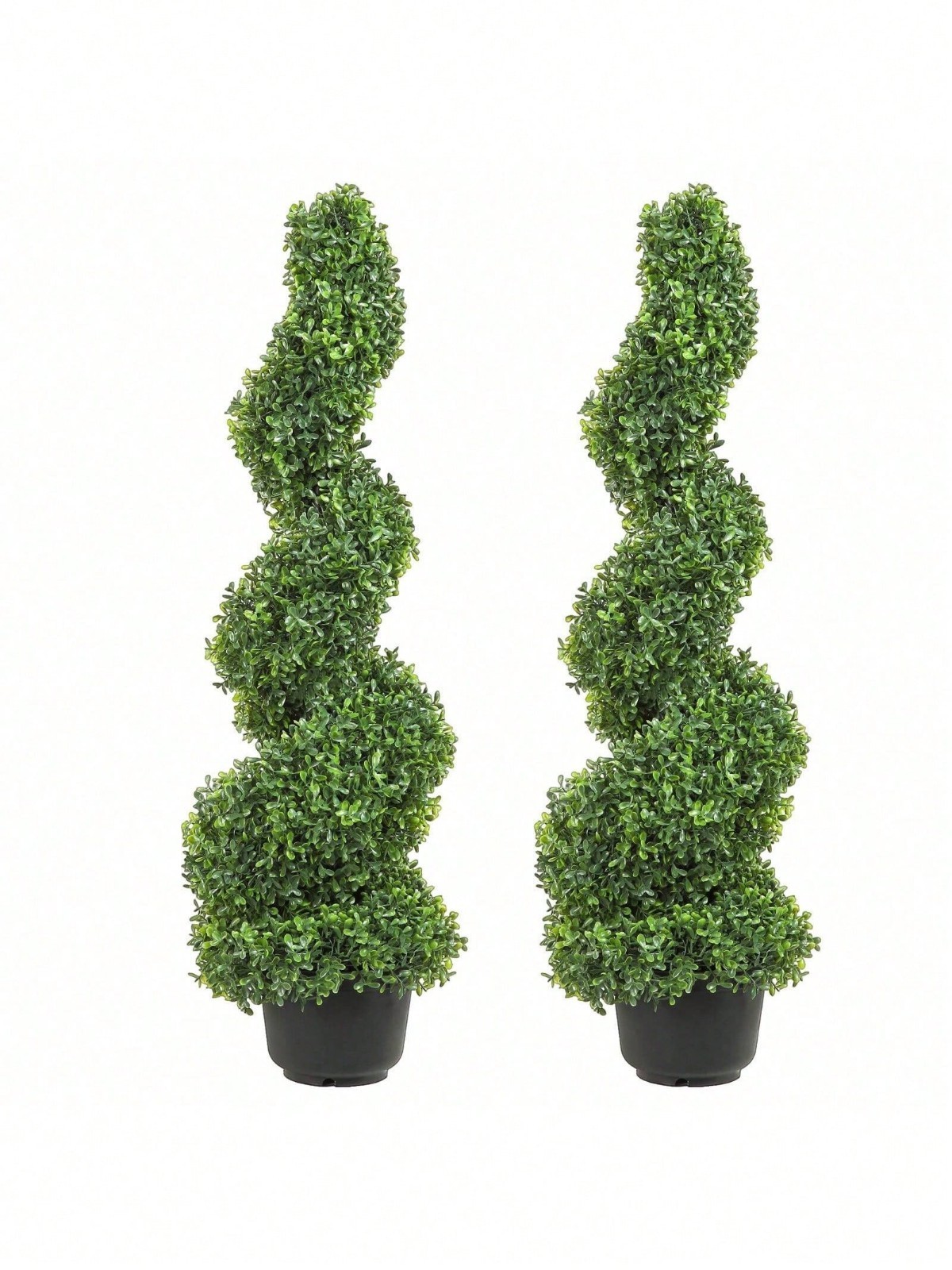2 Pack Artificial Boxwood Spiral Topiary Trees Indoor Outdoor