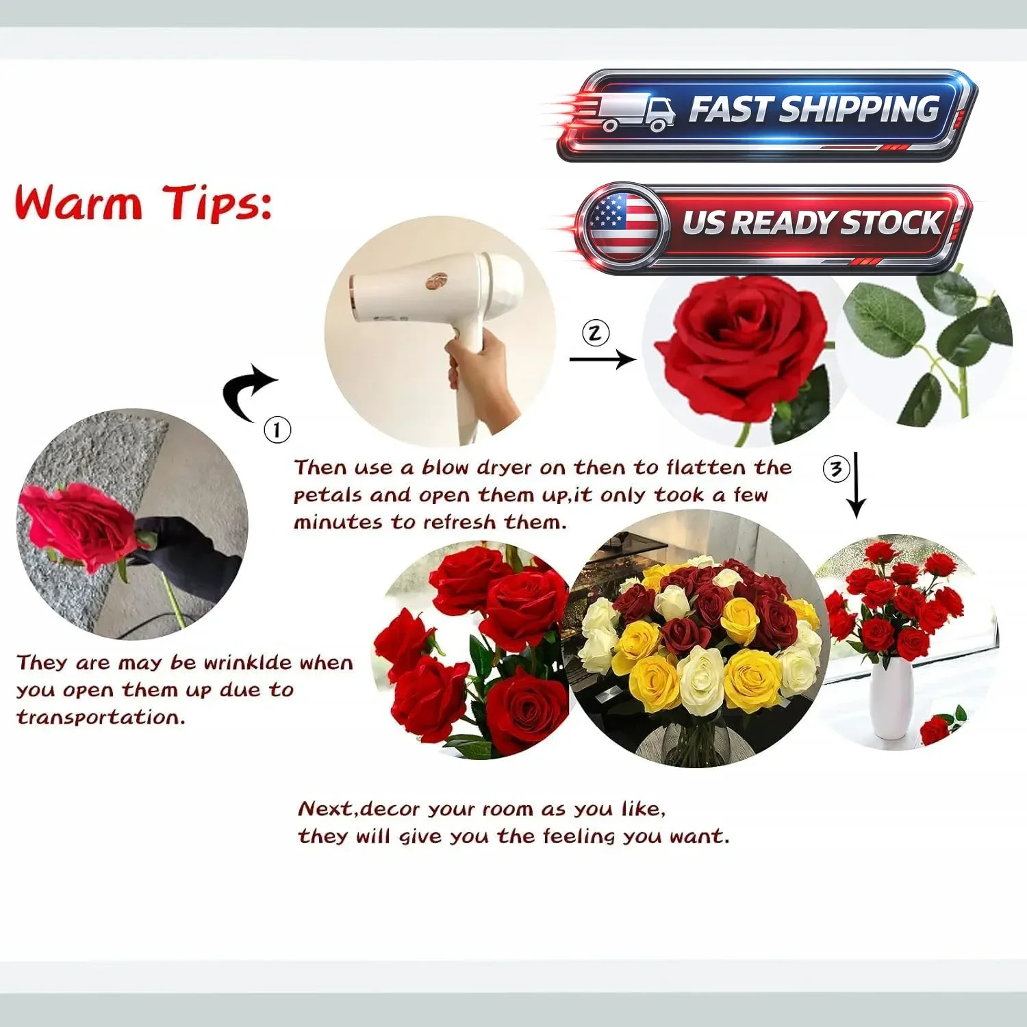 Bouquet Artificial Faux Silk Rose Flowers Wedding Party Events Decoration Xmas