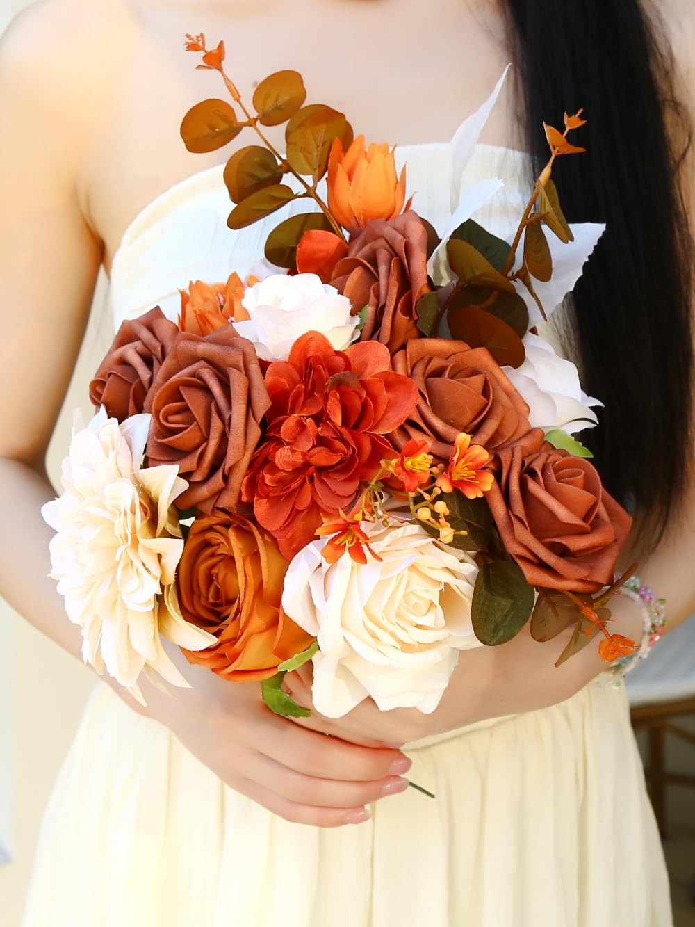 Artificial Flower Box Set Silk Flowers Rose Faux Flowers with Stems for DIY B…
