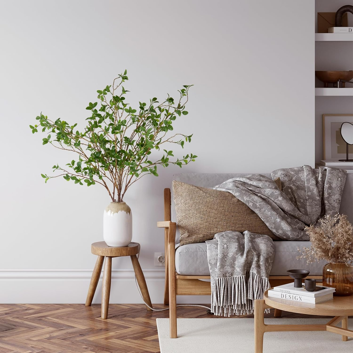 6Pcs 41.3″ Olive Greenery Stems – Artificial Long Branches for Home Decor
