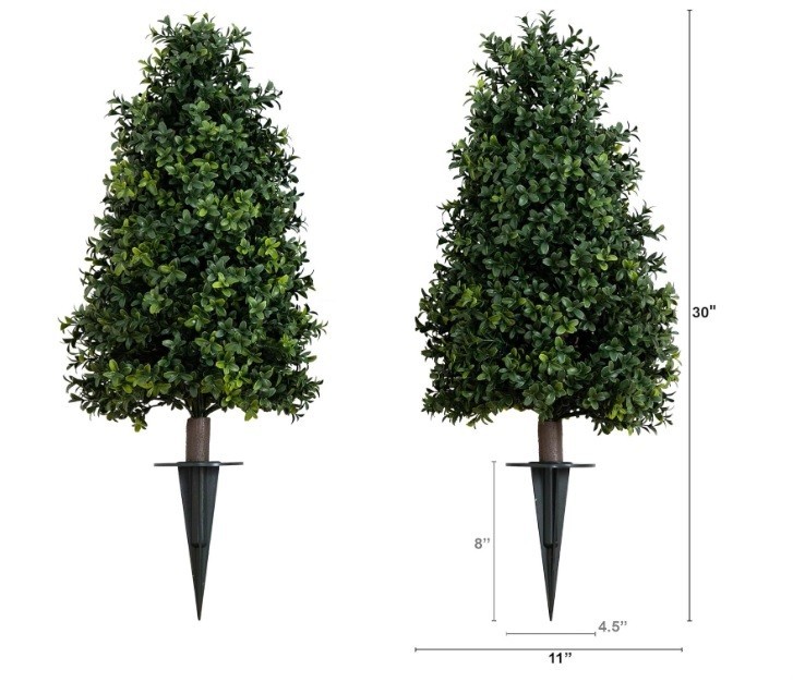 Nearly Natural 2.5ft Artificial Boxwood Topiary Plants 2-PK Indoor/Outdoor NIOB