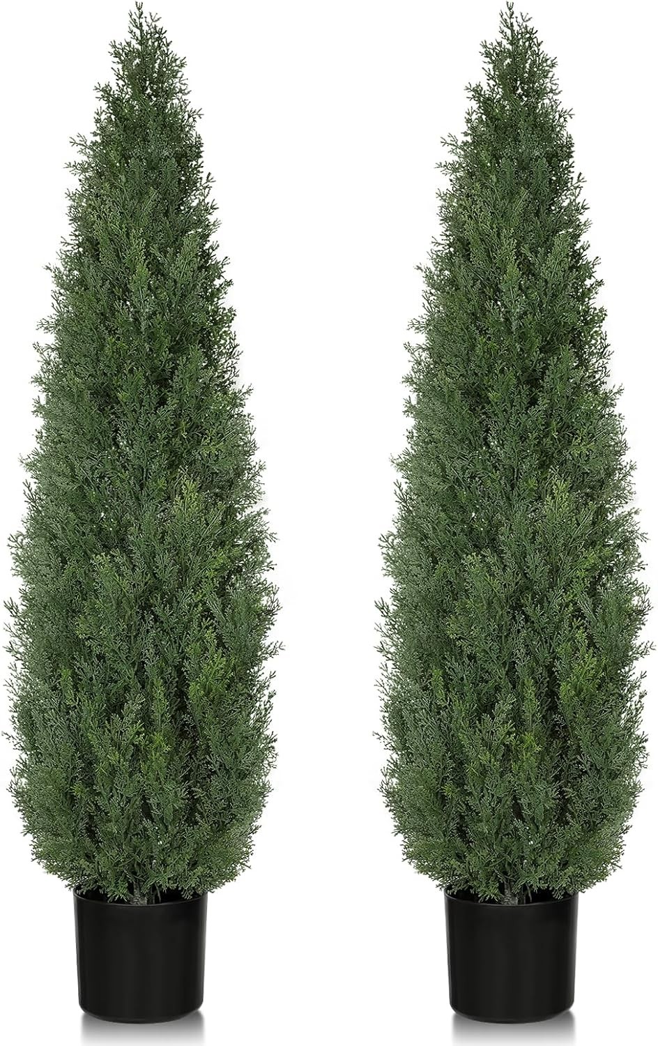 Artificial Cedar Trees for Outdoors Faux Cypress Topiary UV Resistant Set of 2
