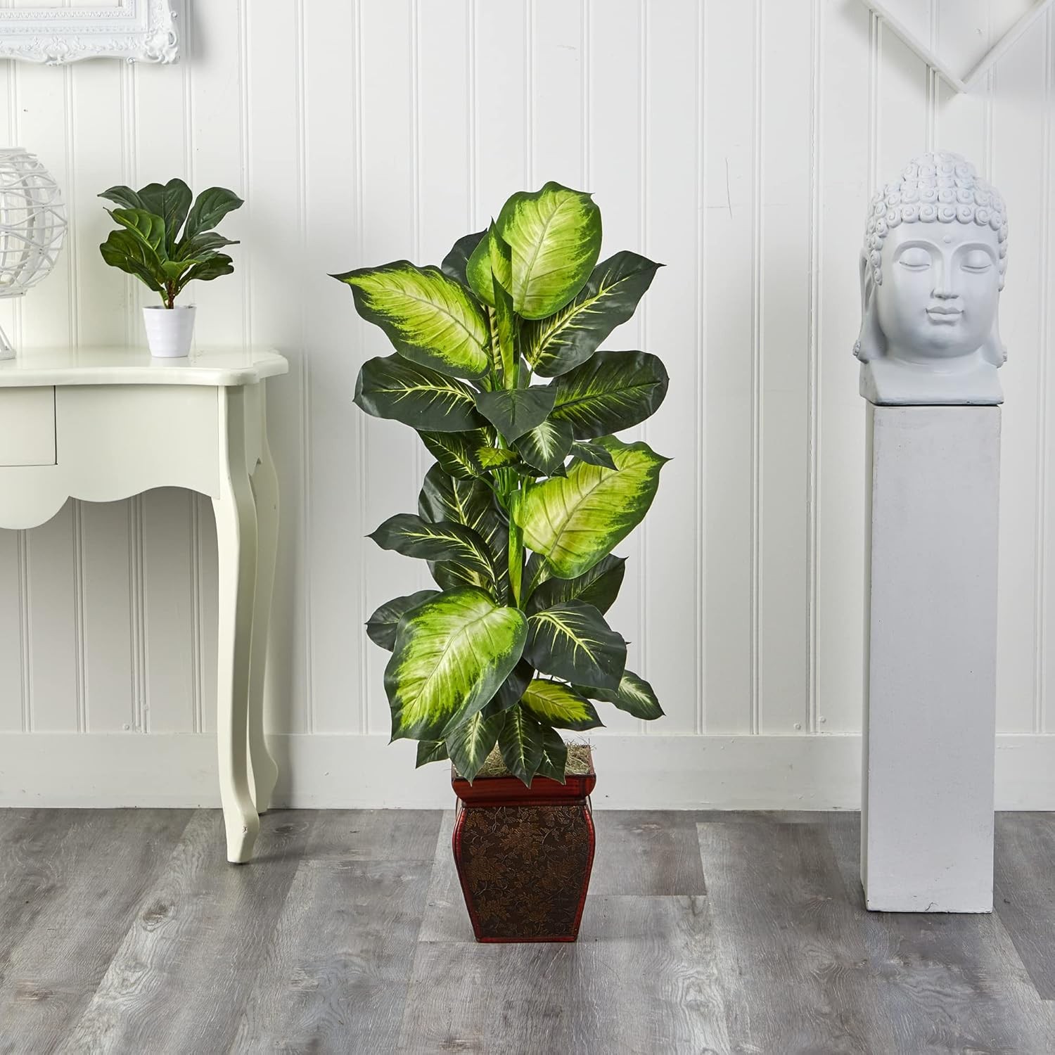 Artificial Dieffenbachia, Floor Plant Faux Greenery With Decorative Planter For