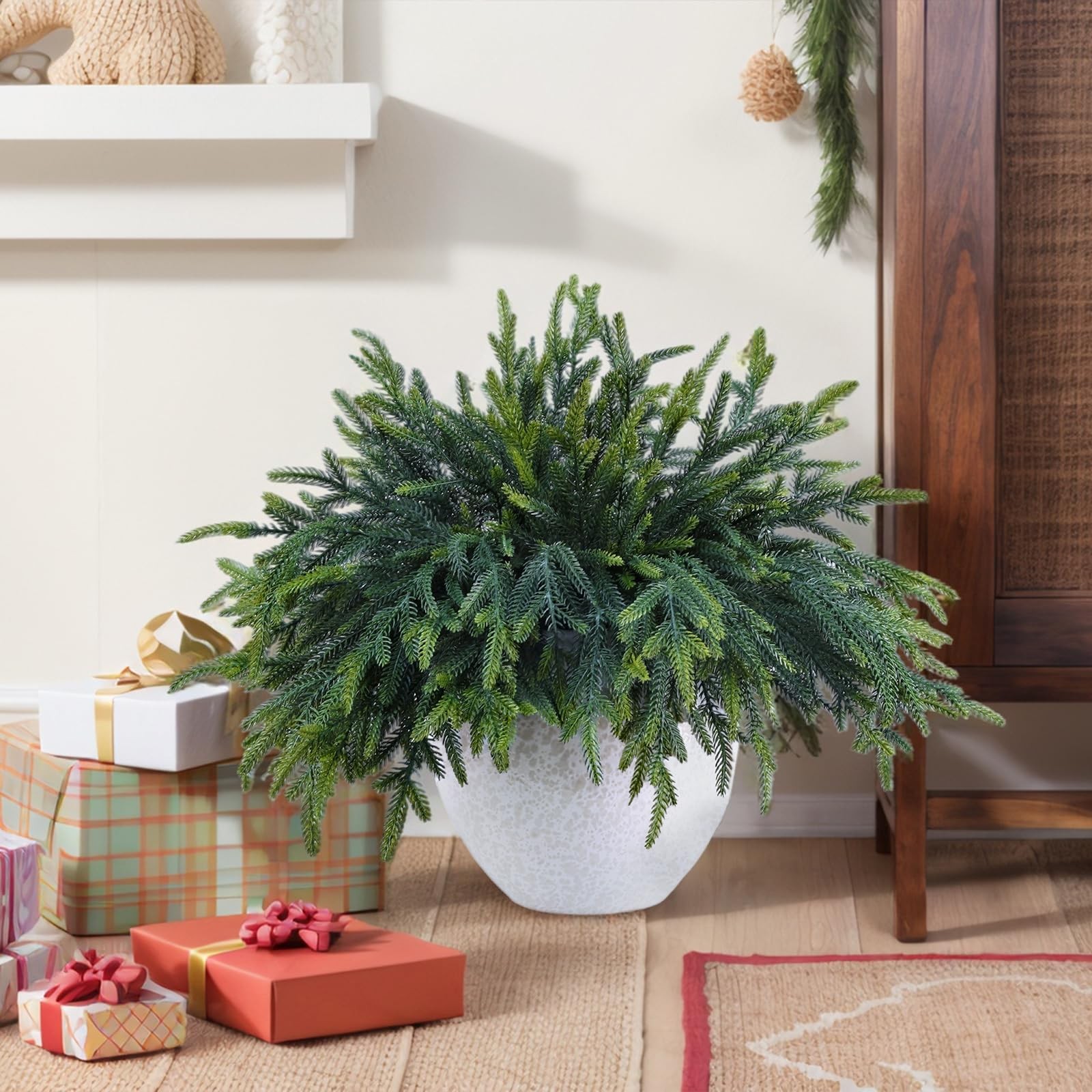 24 Pcs Pine Branches Real Touch Artificial Pine Stems Christmas Greenery Pi…