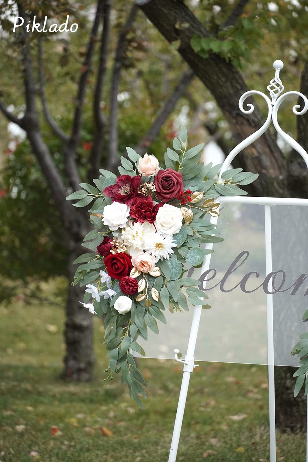 Faux Flower Swag Set of 2 for Wedding Welcome Signs Floral Swag Wedding Recep…