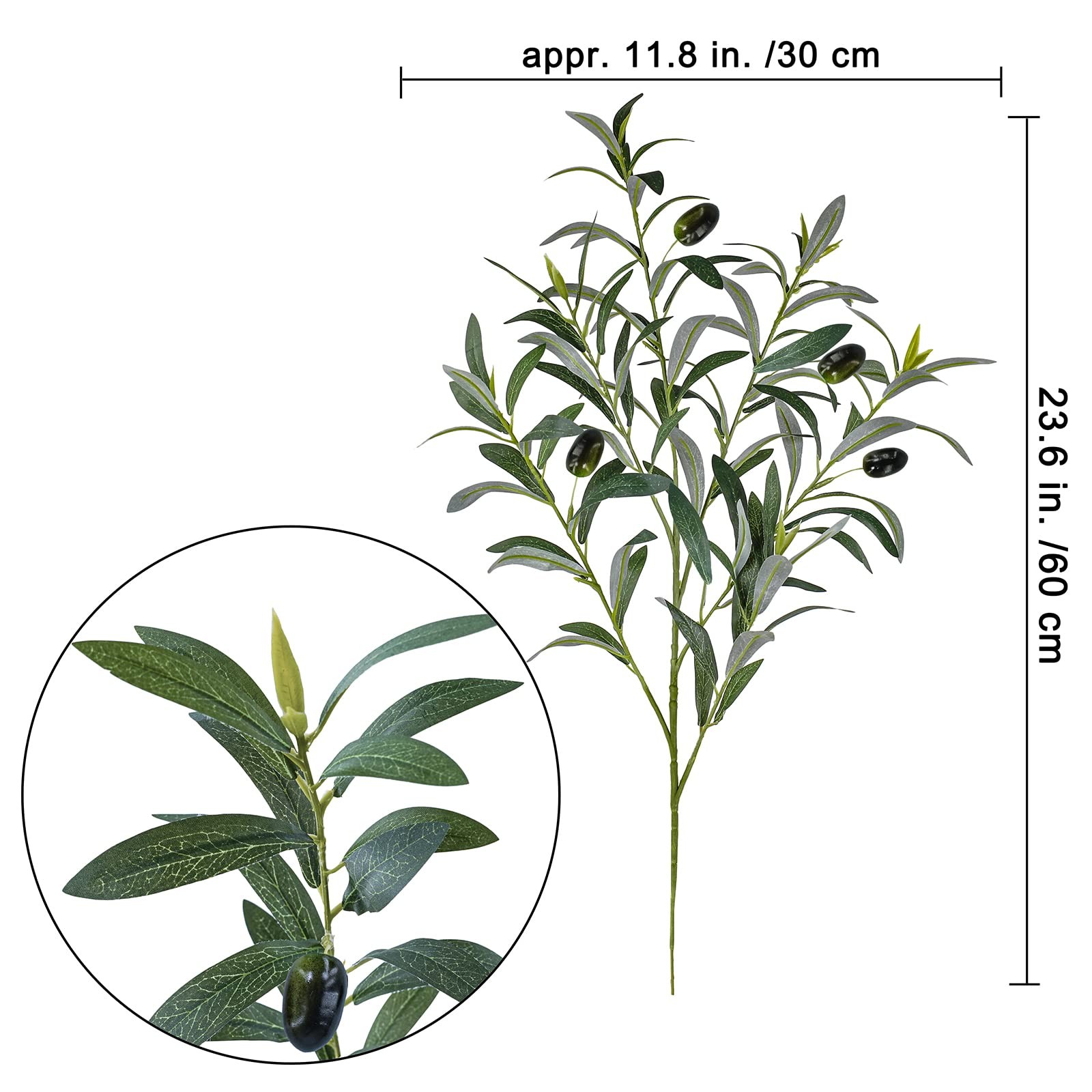3 Pcs 23.6″ Tall Artificial Olive Branches with 261 Leaves Lifelike Faux Oliv…