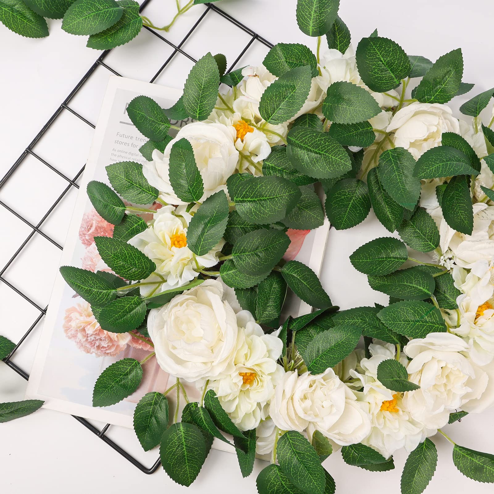 60pcs Bulk Rose Leaves Artificial Greenery Fake Rose Flower Leaves for DIY We…