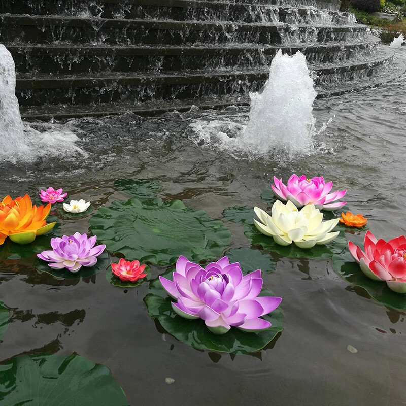 Floating Lotus Artificial Flower Home Garden Pool Decoration Fake Plant Decor