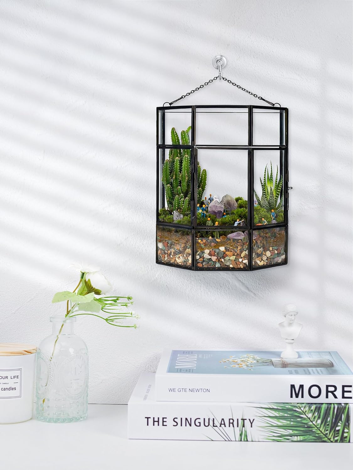Hanging Glass Plant Terrarium Handmade Mini Greenhouse Indoor for Succulent & Ai