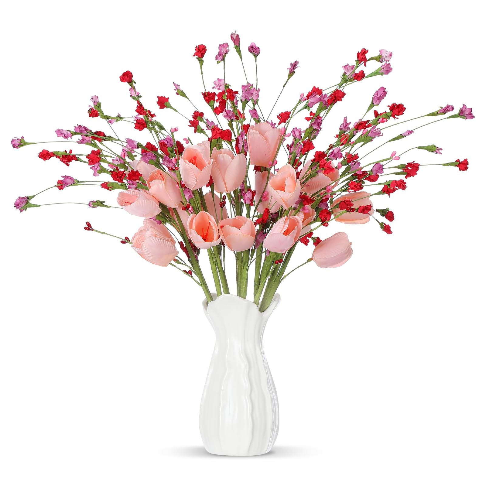 Artificial Spring Tulip Picks Red Pink Flowers Wedding Party Decor 12 PCS