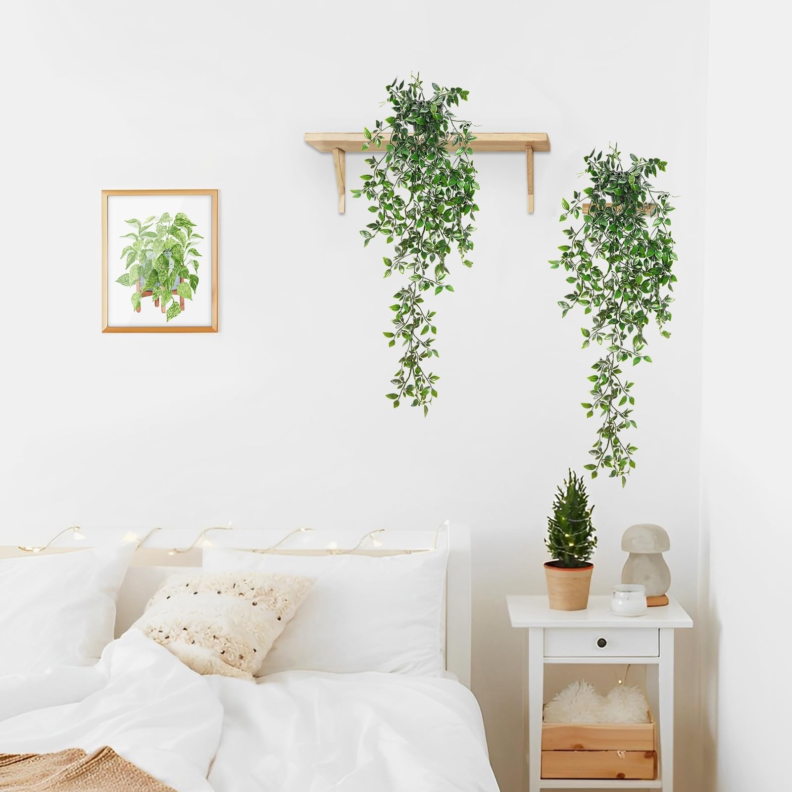 Fake Hanging Plants, 2pcs Artificial Hanging Potted Plant, Faux Mandala Vines…