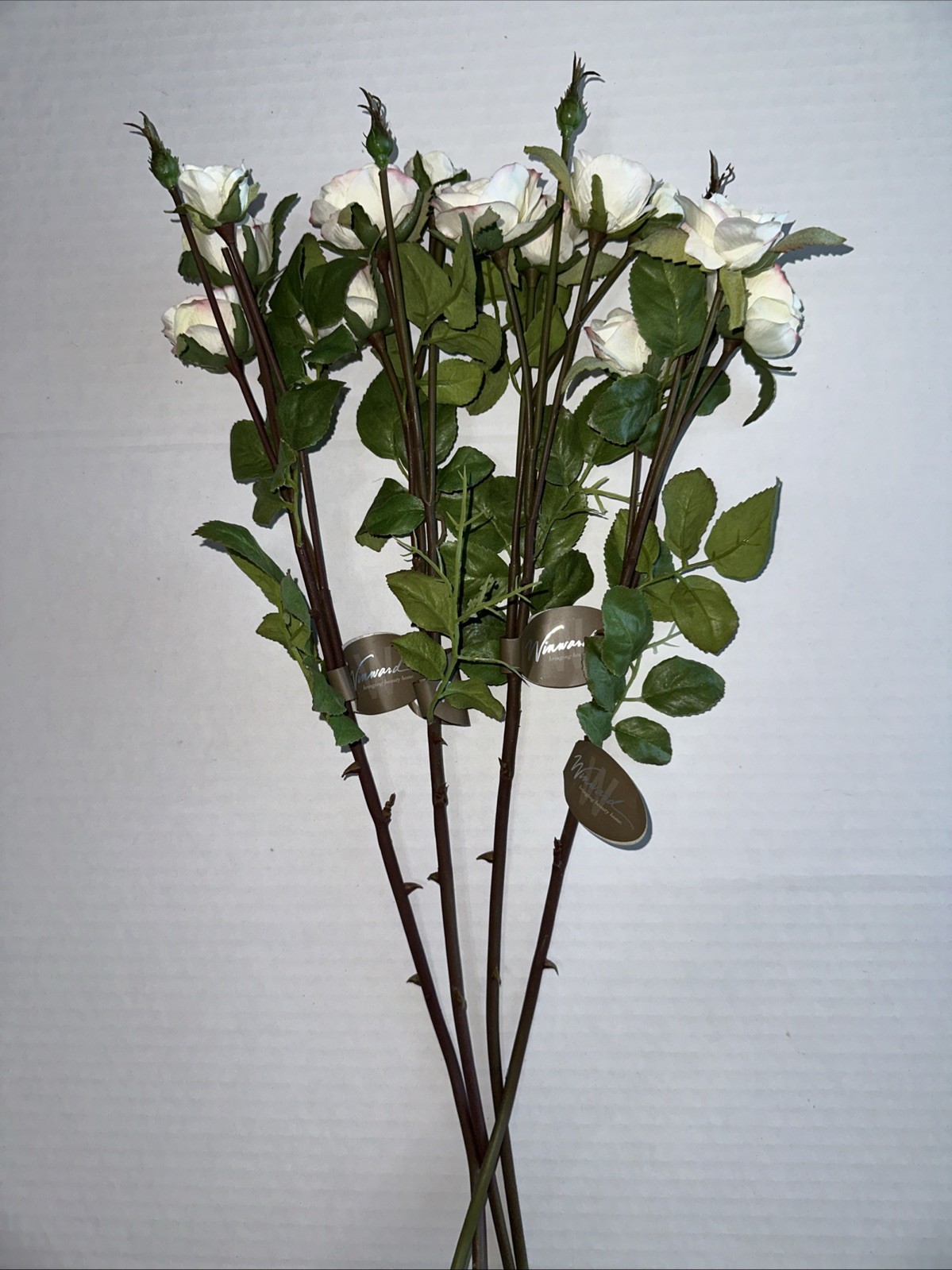FOUR-Winward Champagne Rose Floribunda 19” Faux Florals NEW