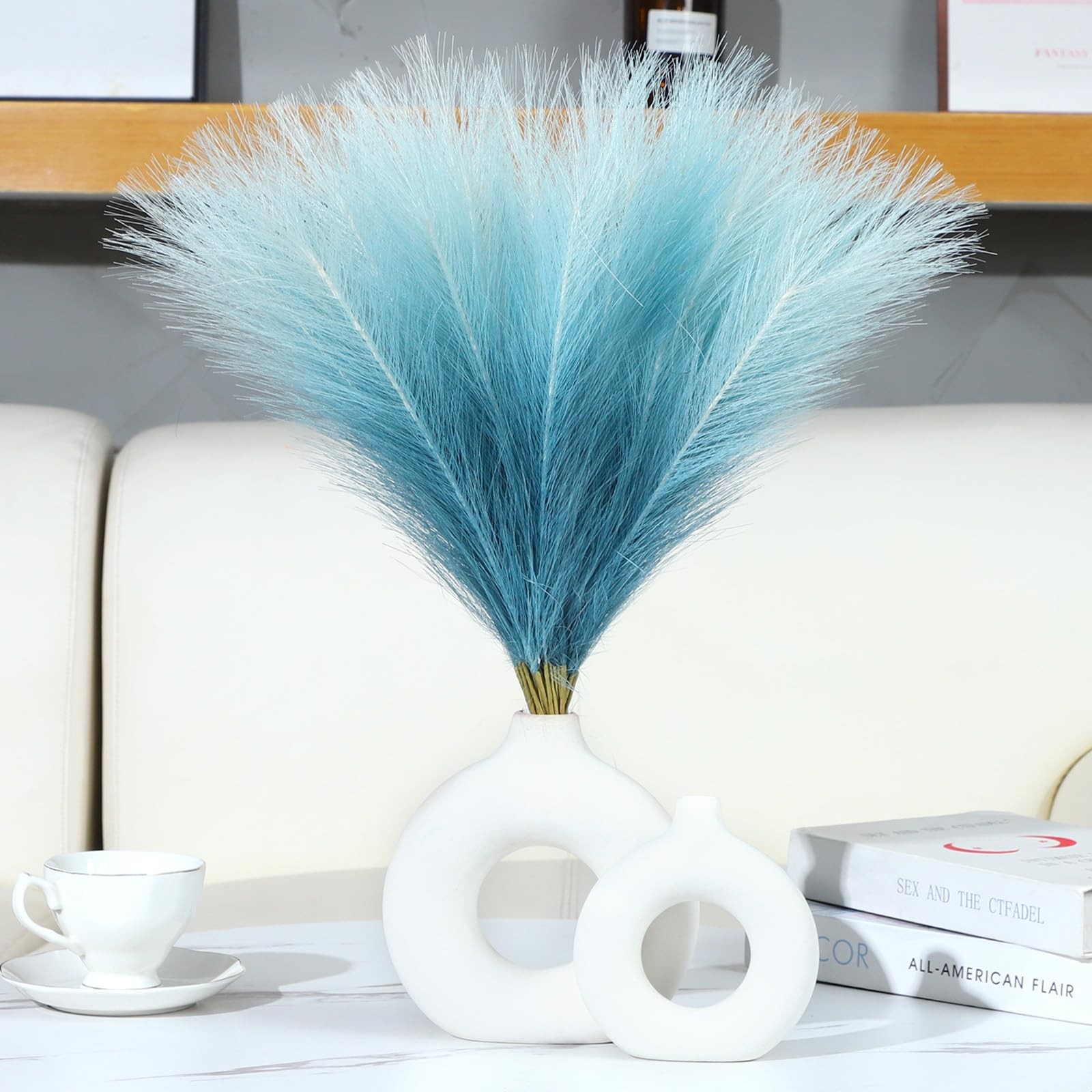 Faux Pampas Grass Decor 17.7 Inch 30pcs, Pompas Grass Flower Arrangement and …