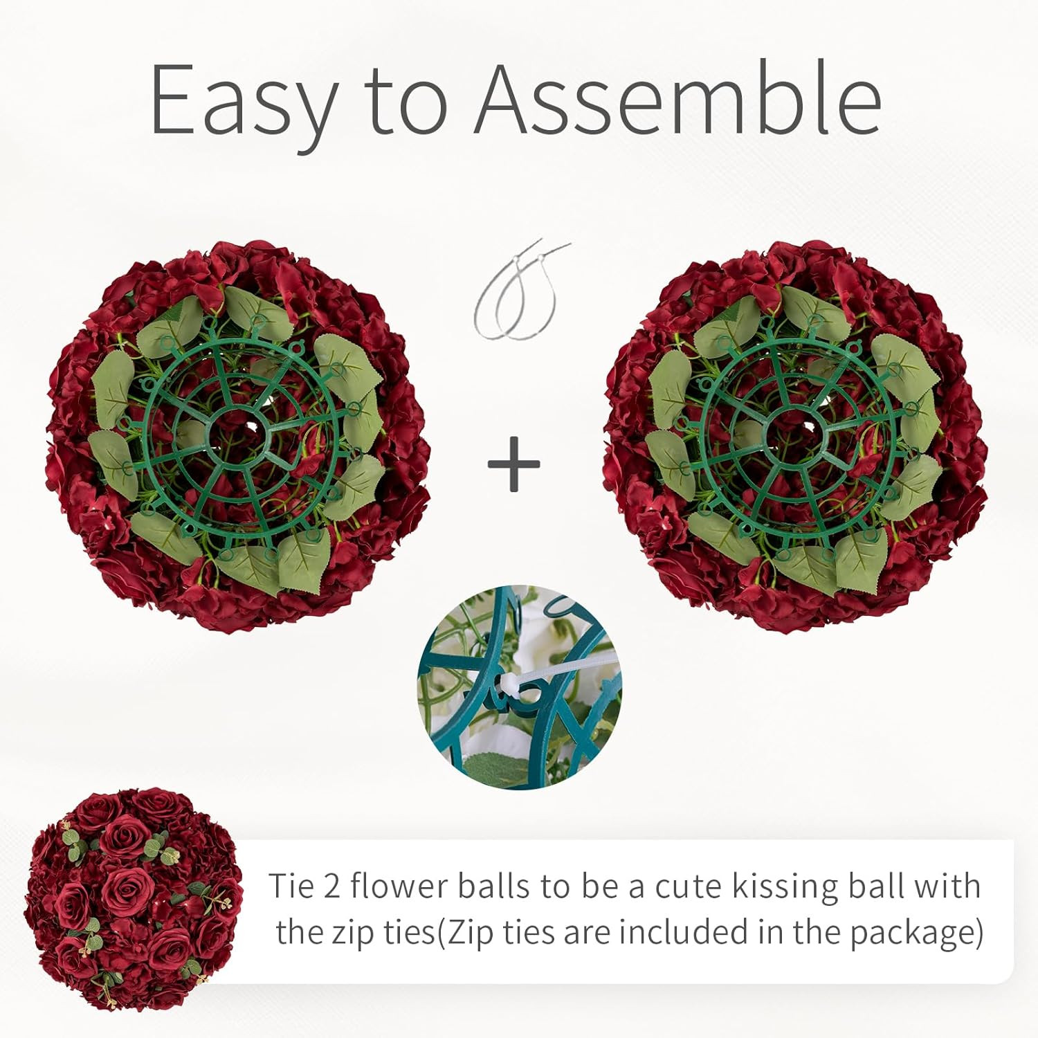 Red Rose Flower Balls – 10 PCS 15.7″ Centerpieces for Weddings & Parties