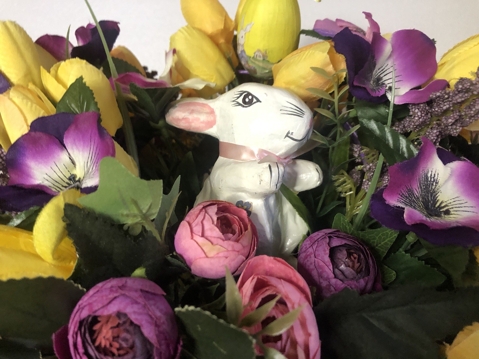 Spring Floral Arrangement. Easter Floral Arrangement Purple And Yellow Flowers