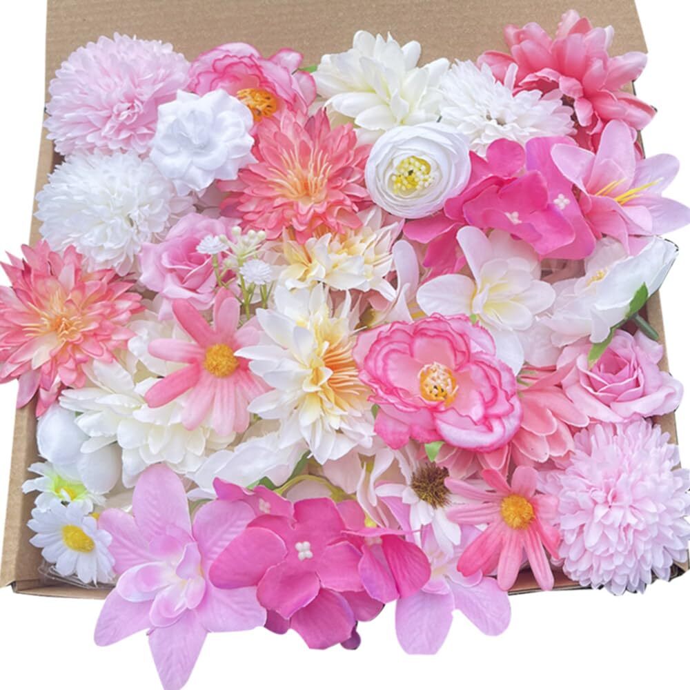 54pcs Artificial Flower Silk Mix Rose Fake Flowers Heads Bulk for DIY Wedding…