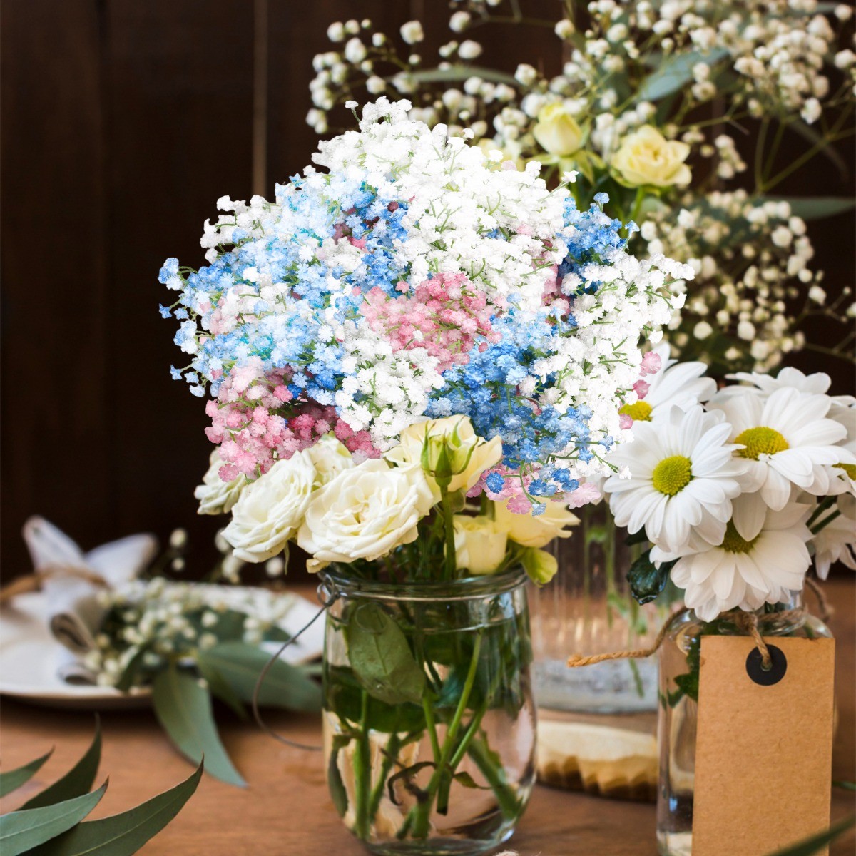18Pcs Artificial Fake Babys Breath Flowers Faux Gypsophila Wedding Home Decor