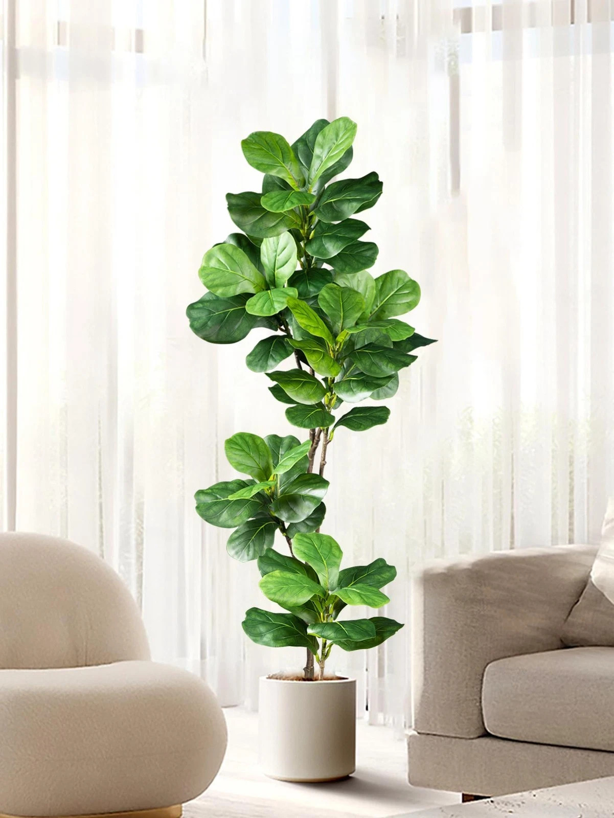 70-135cm Large Artificial Ficus Tree Fake Rubber Plant for Home Garden Decor