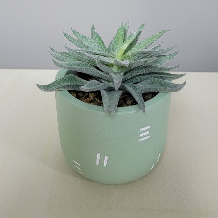 DerRose 4 Pack Artificial Succulents in Sage Green Ceramic Pots Faux Mini Plants