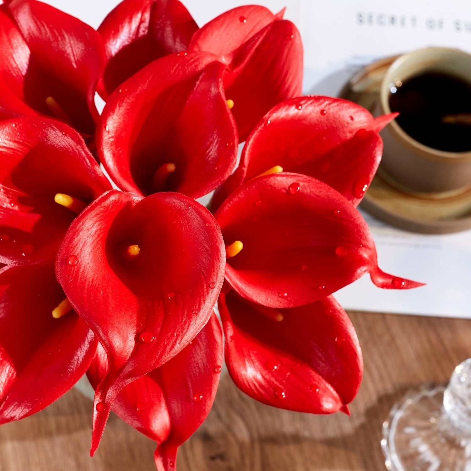 Artificial Calla Lily 12Pcs Red Real Touch Faux Flowers for Wedding Bouquet |…