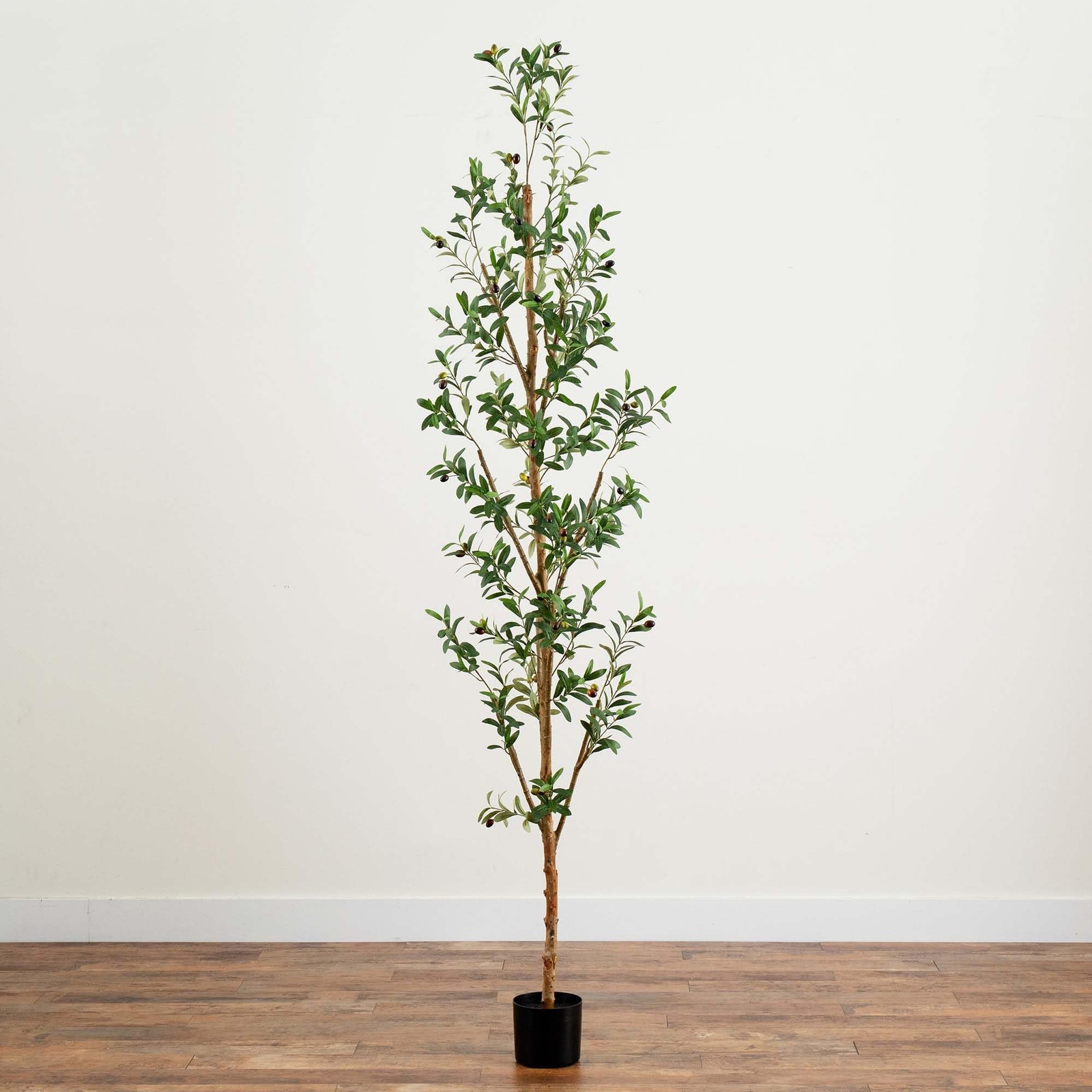 8Ft Artificial Olive Tree With Natural Trunk And Faux Olives For Home Decor