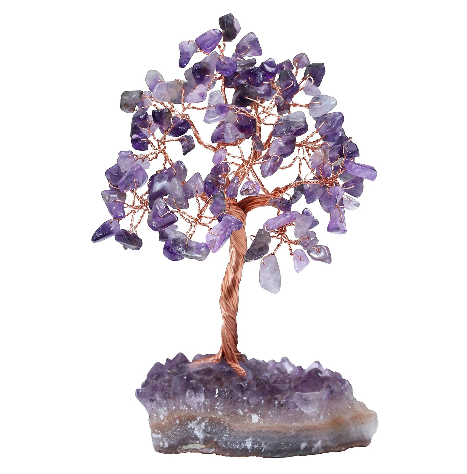 Amethyst Chakra Tree of Life – Natural Amethyst Cluster Base, Crystal Tree for P