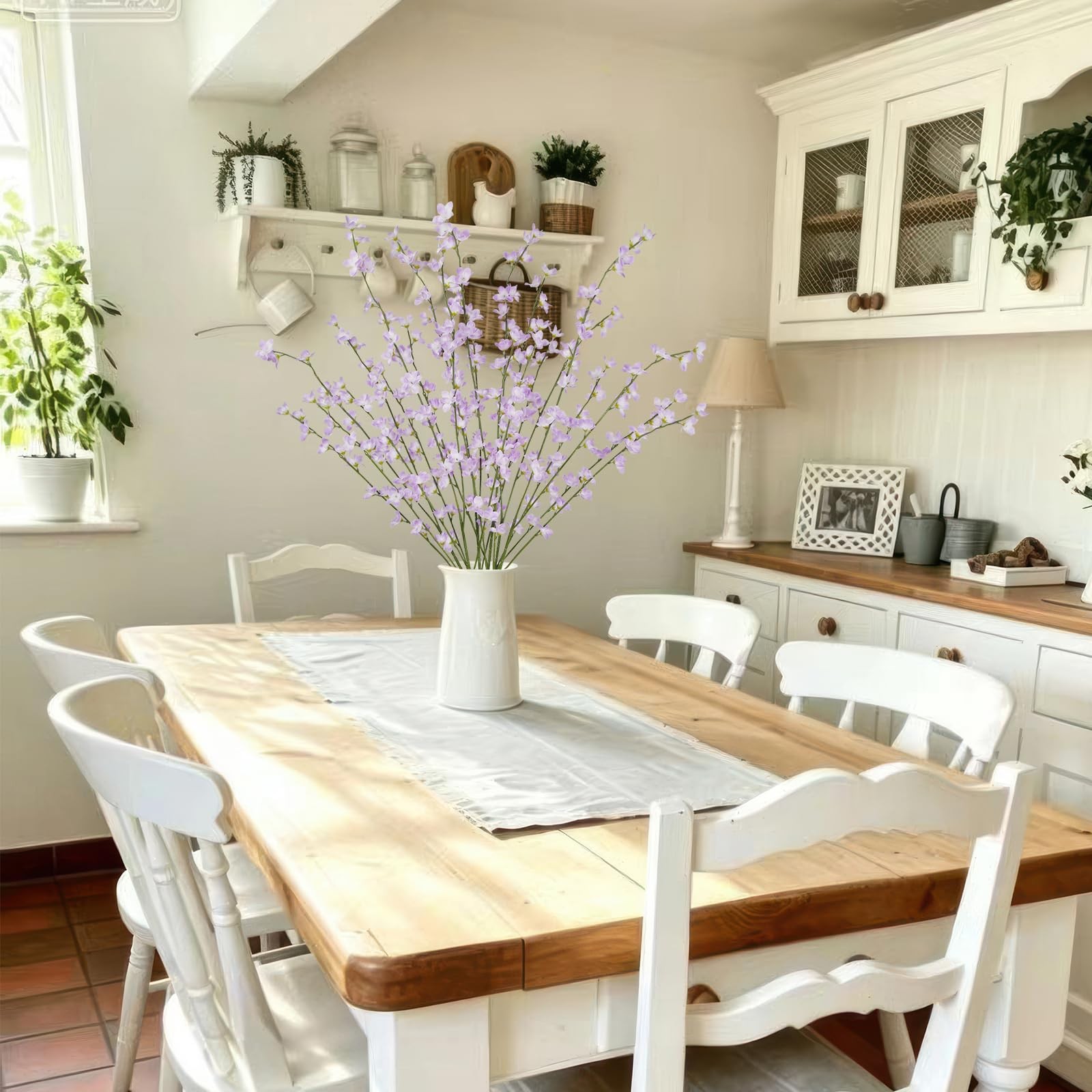 6 Pcs Artificial Forsythia Branches Fake Wildflowers Light Purple 41″ Silk Fl…
