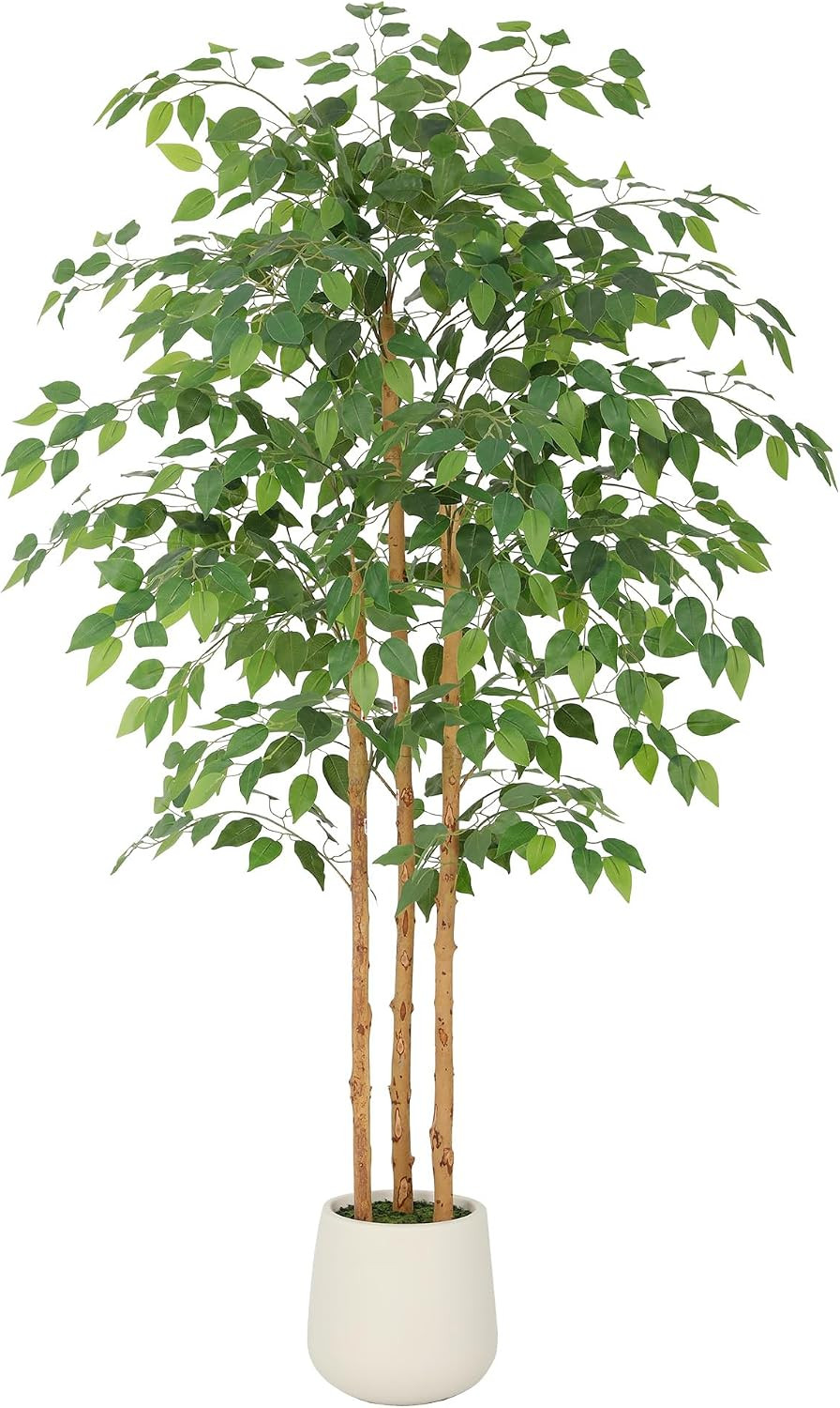 Tall UV Resistant Ficus Tree Artificial，7Ft(84In) Realistic Texture Potted Faux