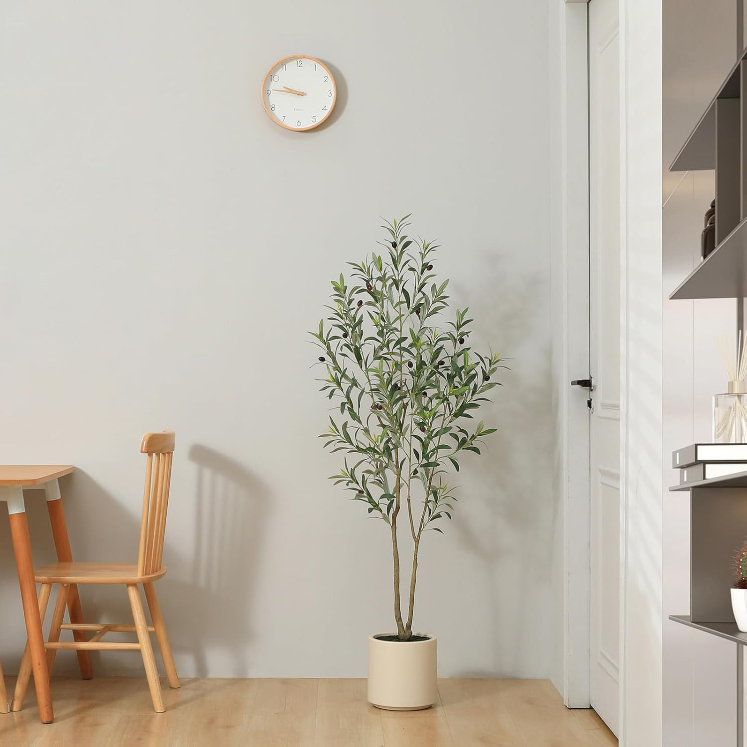 5 Ft Artificial Olive Tree in White Planter – Perfect for Home Decor & Gifts