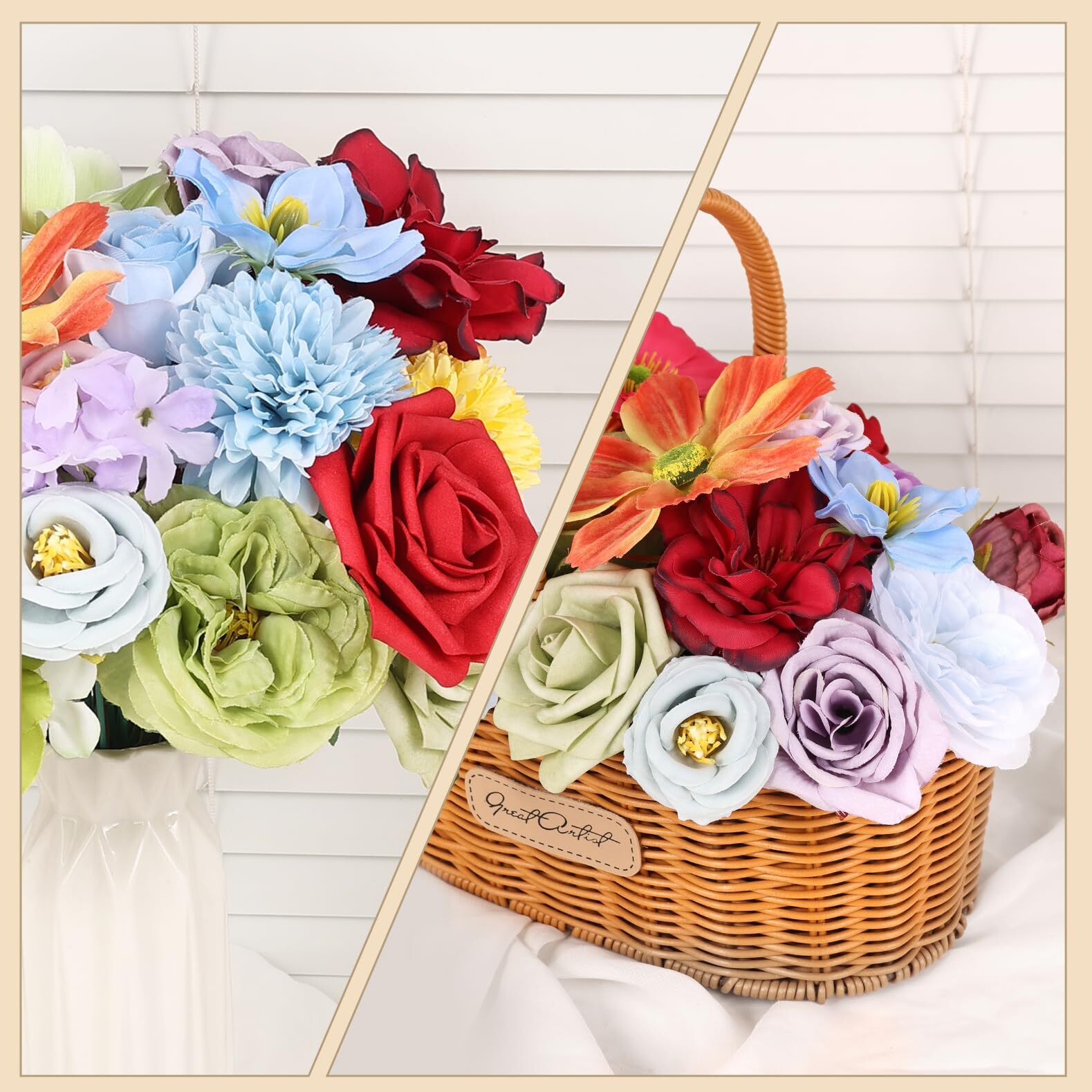 Rainbow Colorful Flowers Combo Box Artificial Bouquets Party Baby Shower