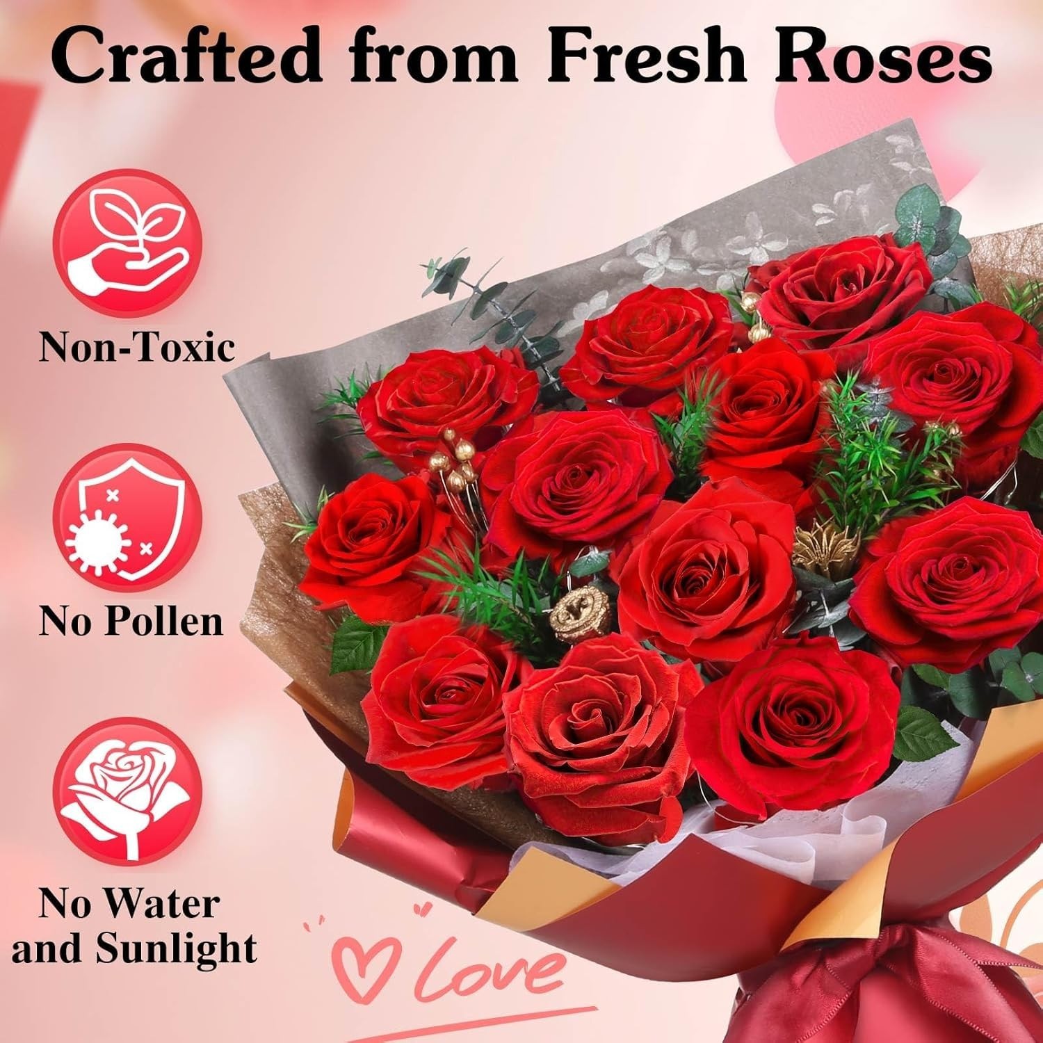 Preserved Roses Bouquet Valentine’s Day Gift Long Lasting Beauty for Women