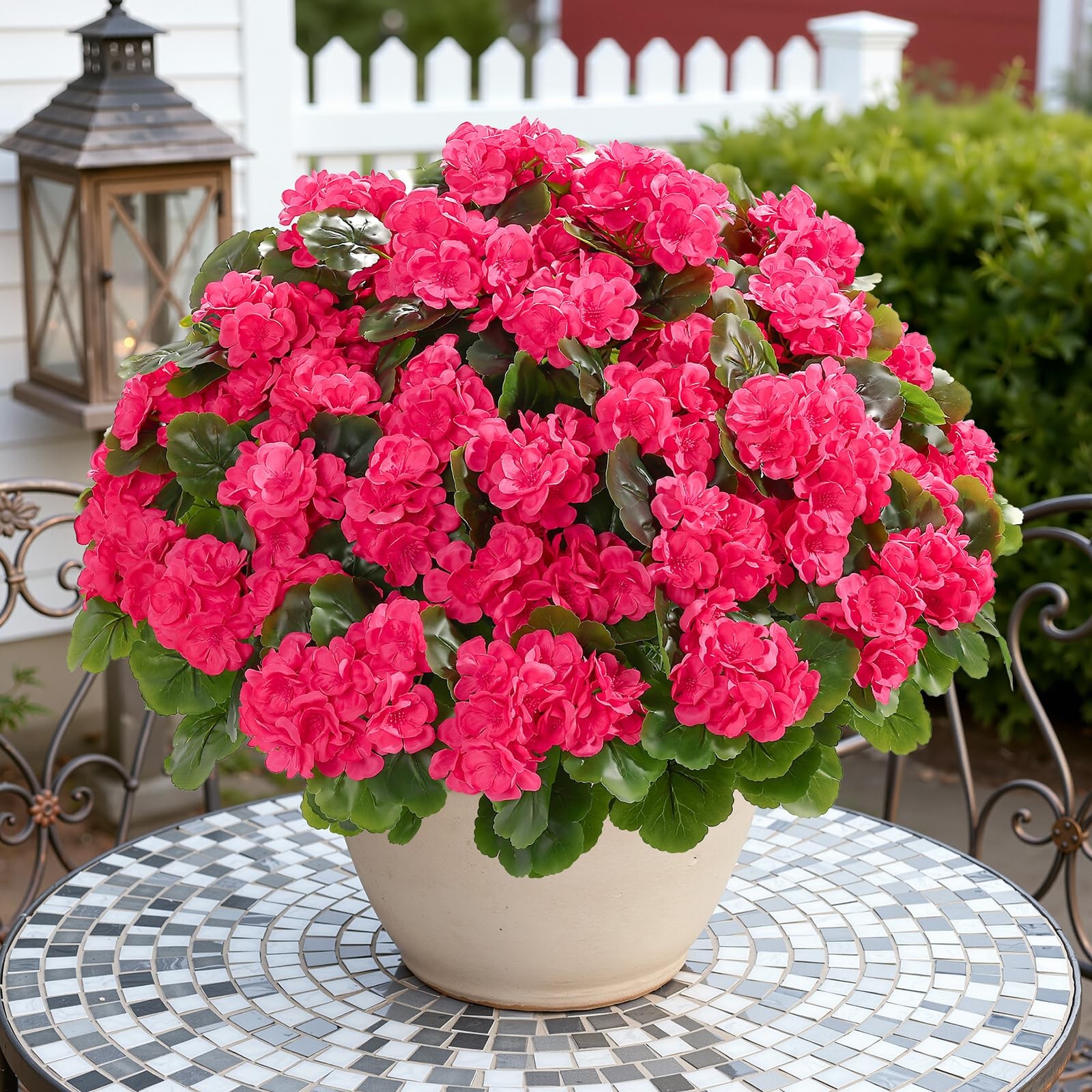 24Pcs Artificial Geranium Flowers for Outdoors Decoration Silk Floral, UV Res…