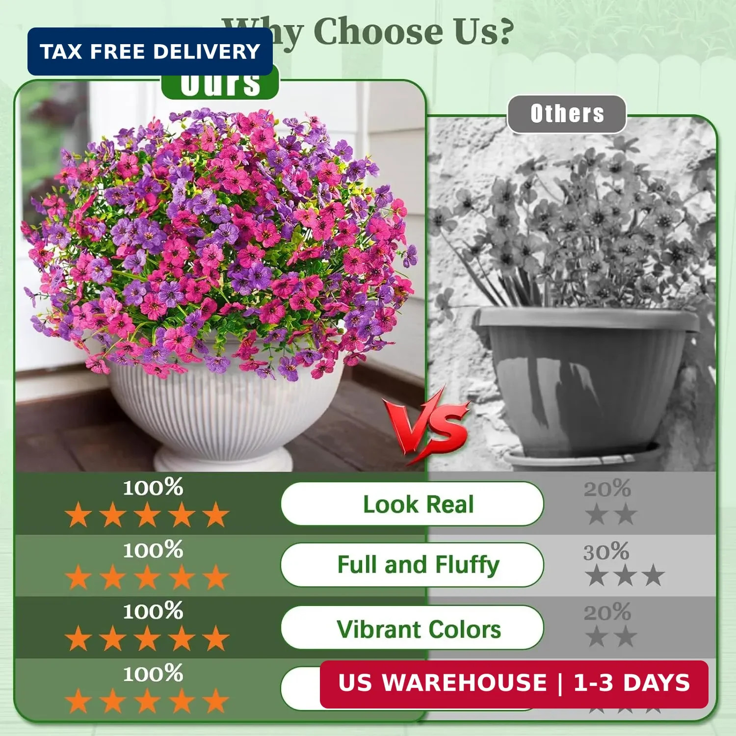 Yastouay 12 Bundles Artificial Flowers for Outdoors, UV Resistant Artificial Out