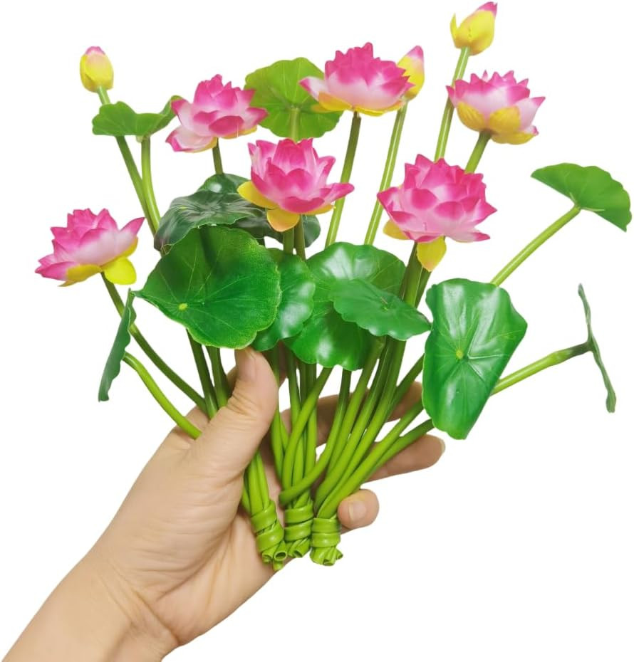 3 Pcs Red Artificial Silk Flower Water Lily, 10″ Floating Lotus, Realistic Decor
