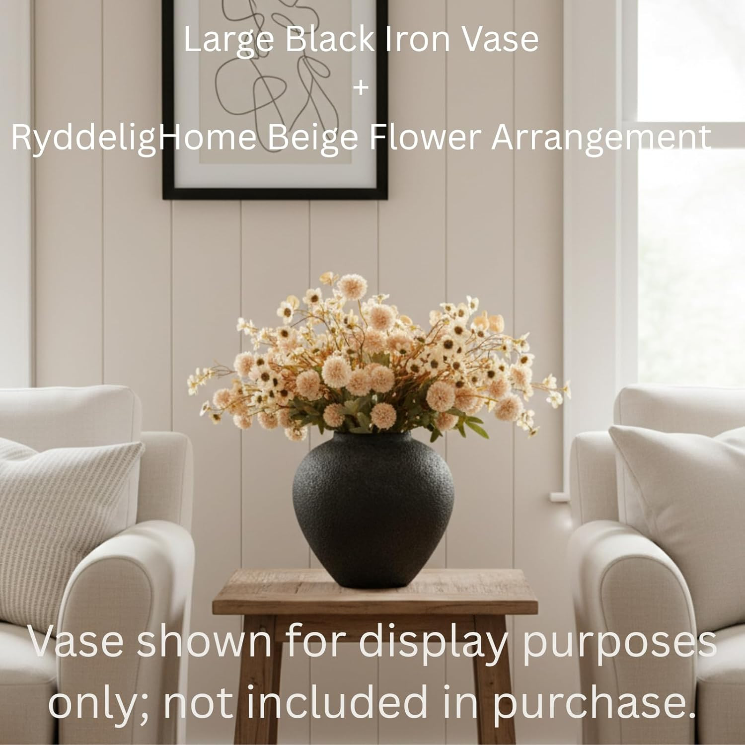 Beige Silk Flower Arrangements Home Decor, Large Floral Centerpieces for Tables,