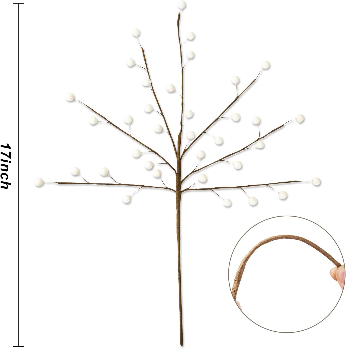 Winter Decorations 12Pcs Artificial Berry Stems White Berry Picks for Christmas