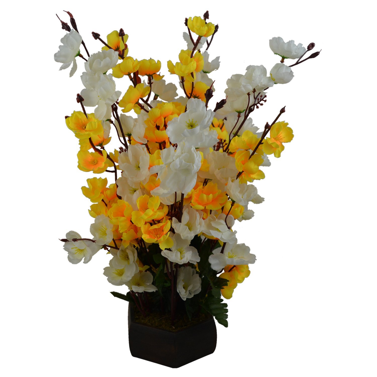 Fancy Mart Synthetic Flower Pot Artificial Cherry Blossom Plant, Size 45cm