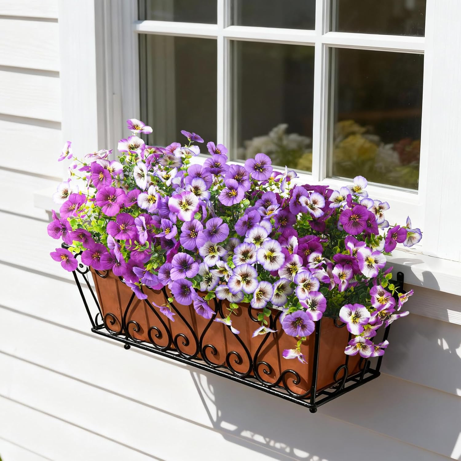 Artificial Fake Pansy Flowers for Outdoor, 12 Pcs Faux Silk Pansies Flower for S